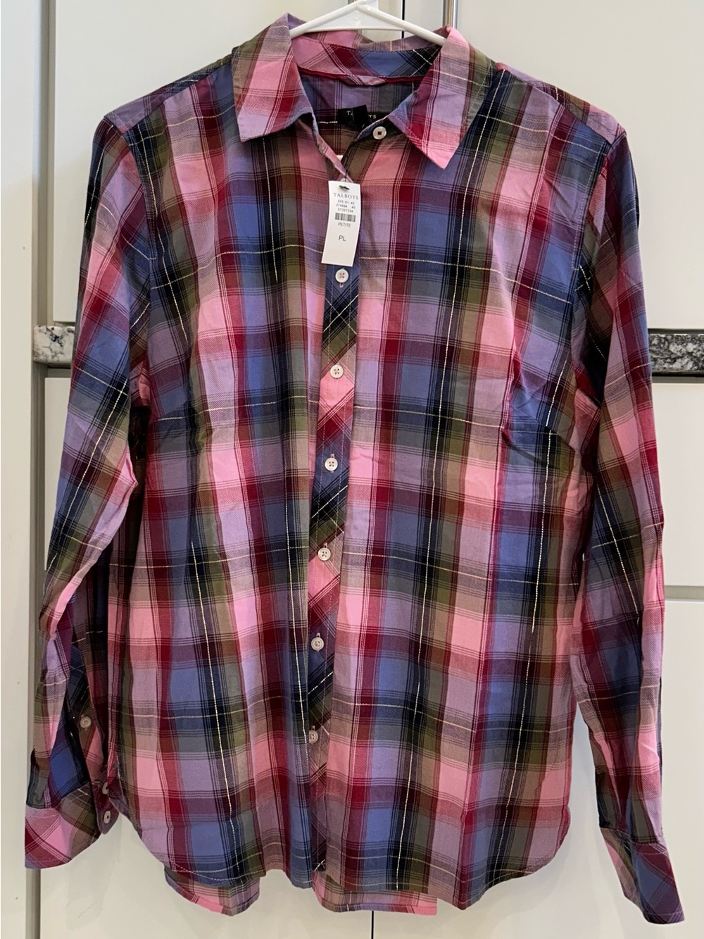 Talbots Pink and Blue Plaid Button-Down Shirt